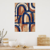 Blauwe Boog Abstracte Patroon Poster (Keuken)