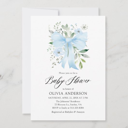 Blauwe Boog Baby in Bloei Bloemstuk Jongens Baby S Kaart (Voorkant)