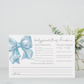 Blauwe Boog Baby Shower Advies Voorspellingen Kaar (Staand voorkant)