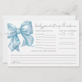 Blauwe Boog Baby Shower Advies Voorspellingen Kaar (Voorkant)