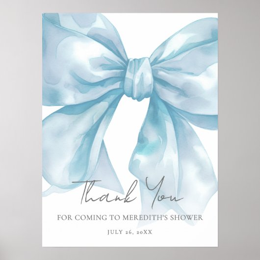 Blauwe Boog Baby Shower Bedankbord Poster (Voorkant)