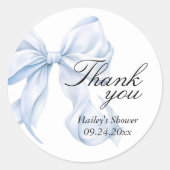 Blauwe Boog Baby Shower Bedankt, Favor Labels (Voorkant)