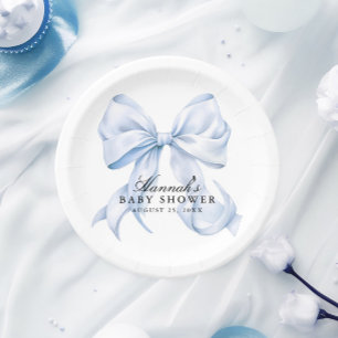 Blauwe Boog Baby Shower Coquette Boog Papieren Bor Bordje