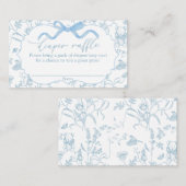 Blauwe boog Baby shower Jongen Luier Raffle Informatiekaartje (Voorkant / Achterkant)