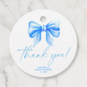 Blauwe boog bedankkaart bedankjes labels (Voorkant)