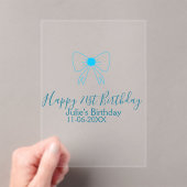 Blauwe boog blij 21e verjaardag naam datum meissty acryl uitnodigingen (Insitu (Draagbaar))