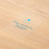 Blauwe boog blij 21e verjaardag naam datum meissty acryl uitnodigingen (Laagn)