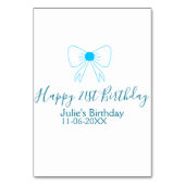 Blauwe boog blij 21e verjaardag naam datum meissty kaart (Achterkant)