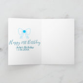 Blauwe boog blij 21e verjaardag naam datum meissty kaart (Binnen)