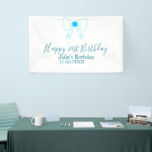 Blauwe boog blij 21e verjaardag naam datum meissty spandoek (Beurs)