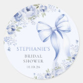 Blauwe Boog Bloem Bruidsdouche Sticker (Voorkant)