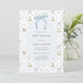 Blauwe Boog Bloemen Baby Shower Kaart
