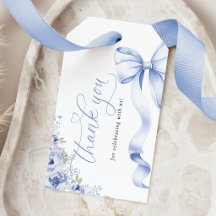 Blauwe Boog Bloemen Bruidsfeest Favor Tags