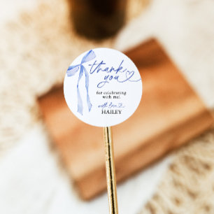 Blauwe Boog Bruidsfeest Bedankt, Favor Tags Ronde Sticker