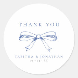  Blauwe Boog Bruiloft Dank u Ronde Sticker