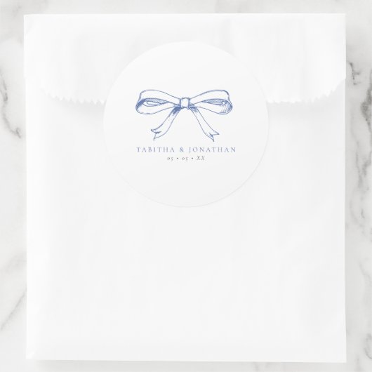  Blauwe Boog Bruiloft Ronde Sticker (Tas)