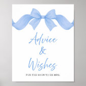 Blauwe Boog Bruiloftfeest Advies & Wensen Bord Poster (Voorkant)