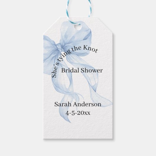 Blauwe Boog Bruiloftfeest Cadeaulabel (Voorkant)