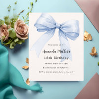 Blauwe boog crème beige verjaardagsuitnodiging