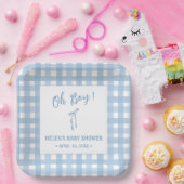 Blauwe boog eenvoudige jongens baby shower papier  papieren bordje (Feest)
