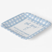 Blauwe boog eenvoudige jongens baby shower papier  papieren bordje (Gebogen)