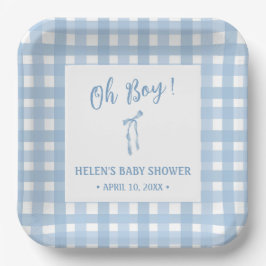 Blauwe boog eenvoudige jongens baby shower papier  papieren bordje