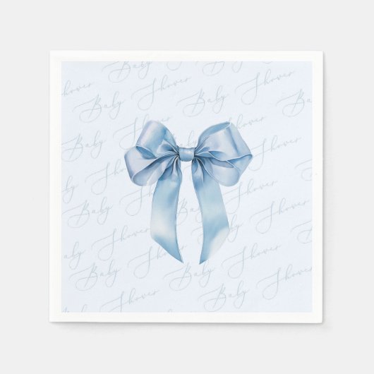 Blauwe boog elegante kalligrafie baby boy shower servet (Voorkant)