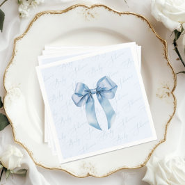 Blauwe boog elegante kalligrafie baby boy shower servet