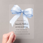 Blauwe boog elegante Quinceanera luxe helder Acryl Uitnodigingen (Insitu (Draagbaar))