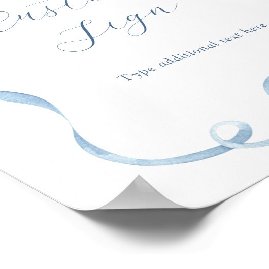 Blauwe boog en lint Aangepaste tekst Teken Poster (Hoek)