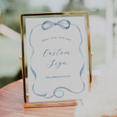 Blauwe boog en lint Aangepaste tekst Teken Poster