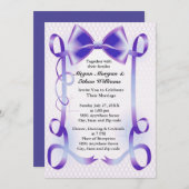 Blauwe Boog en Lint Grens Bruiloft Uitnodiging (Voorkant / Achterkant)