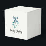 Blauwe boog en maretak bedankdoosjes<br><div class="desc">Sweet Mistletoe en mooie blauwe lint. Een moderne stijl en perfect voor kleine cadeautjes en bedankjes. Een mooie,  eenvoudige stijl om je cadeau dit jaar te verfraaien.</div>