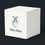 Blauwe boog en maretak bedankdoosjes<br><div class="desc">Sweet Mistletoe en mooie blauwe lint. Een moderne stijl en perfect voor kleine cadeautjes en bedankjes. Een mooie,  eenvoudige stijl om je cadeau dit jaar te verfraaien.</div>