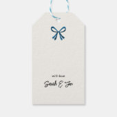 Blauwe boog en maretak cadeaulabel (Achterkant)