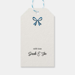 Blauwe boog en maretak cadeaulabel