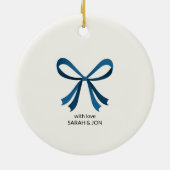 Blauwe boog en maretak keramisch ornament (Achterkant)