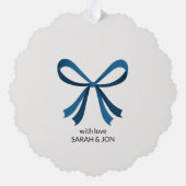 Blauwe boog en maretak ornament kaart (Achterkant)