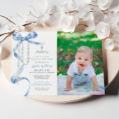 Blauwe boog en rozenkrans foto Eerste Heilige Comm Kaart