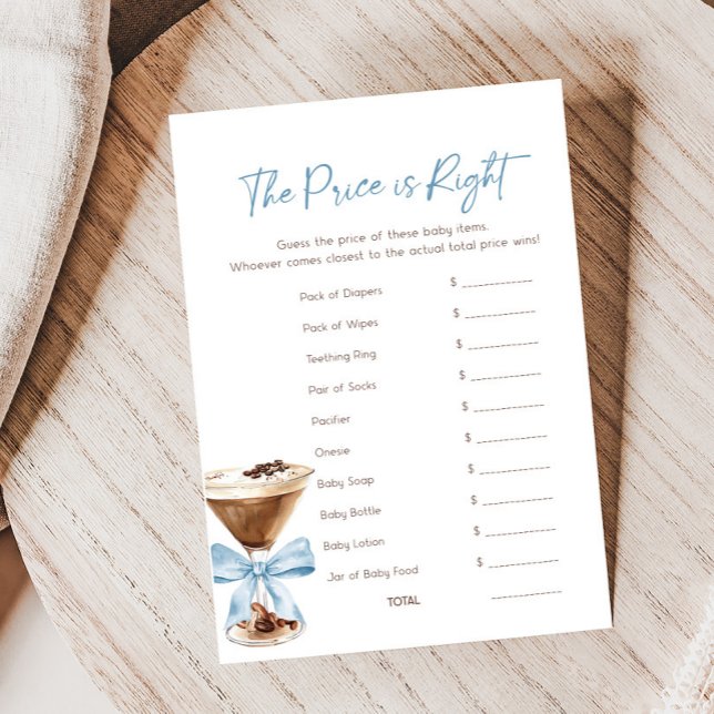 Blauwe Boog Espresso Martini Prijs is Juist Spel (Espresso Baby Shower Game)