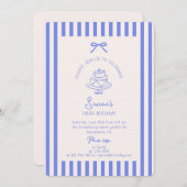 Blauwe boog, gestreepte blauwe verjaardag kaart (Voorkant / Achterkant)