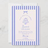 Blauwe boog, gestreepte blauwe verjaardag kaart (Voorkant)