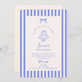 Blauwe boog, gestreepte blauwe verjaardag kaart