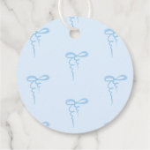 Blauwe boog golvende hand getekende jongen baby sh bedankjes labels (Achterkant)