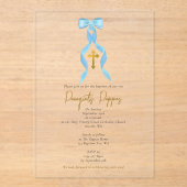 Blauwe boog Grieks-orthodoxe doopjongen doop Acryl Uitnodigingen (Voorkant)