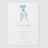 Blauwe boog Grieks-orthodoxe doopjongen doop Vellum Uitnodigingen (Voorkant)