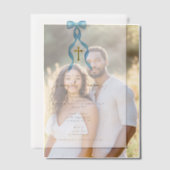 Blauwe boog Grieks-orthodoxe doopjongen doop Vellum Uitnodigingen (Offset (Koppel))