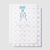 Blauwe boog Grieks-orthodoxe doopjongen doop Vellum Uitnodigingen (Offset (Uitnodiging))