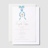Blauwe boog Grieks-orthodoxe doopjongen doop Vellum Uitnodigingen (Offset)
