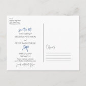 Blauwe boog hand getekend opslaan van de datum fot aankondigingskaart (Achterkant)